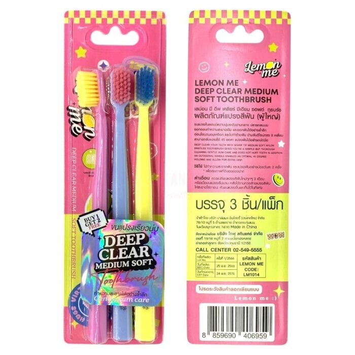 LEMON ME DEEP CLEAR MEDIUM SOFT TOOTHBRUSH - Image 1